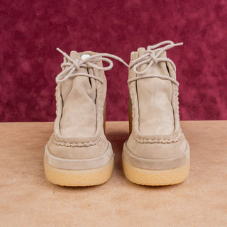 Chloe Women Taupe Suede Lace-up Platform Block Heel Fashion Boots 7.5US EUR38
