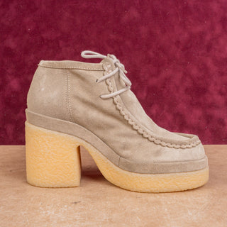 Chloe Women Taupe Suede Lace-up Platform Block Heel Fashion Boots 7.5US EUR38