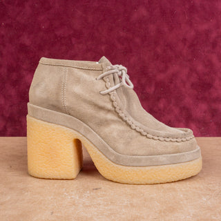 Chloe Women Taupe Suede Lace-up Platform Block Heel Fashion Boots 7.5US EUR38