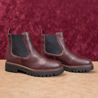 Caslon Women Miller Burgundy Leather Water Resistant Chelsea Boots Sz 9