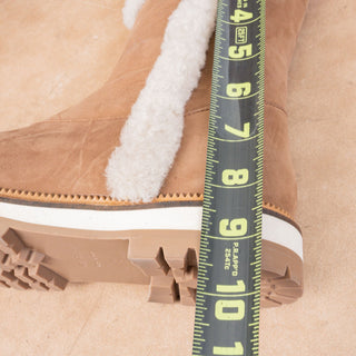 Aquatalia Women Helana Weatherproof Brown Suede Faux Fur Narrow Slim Boots sz 8