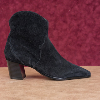 Bernardo Studio Women Black Suede Zip Western Cowboy Ankle Fashion Boots sz 9
