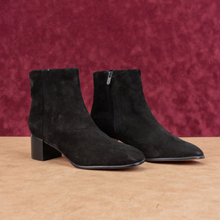 Vince Women Ara Black Suede Block Heel Zip Dress Fashion Boots sz 7.5US EUR38