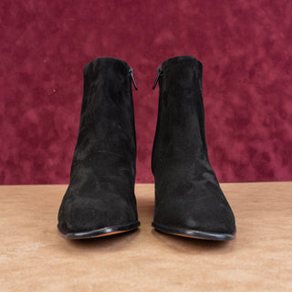 Vince Women Ara Black Suede Block Heel Zip Dress Fashion Boots sz 7.5US EUR38