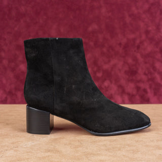 Vince Women Ara Black Suede Block Heel Zip Dress Fashion Boots sz 7.5US EUR38