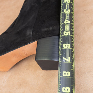 Vince Women Ara Black Suede Block Heel Zip Dress Fashion Boots sz 7.5US EUR38