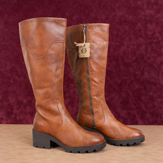 Born Women Gabriella Brown Leather Comfy Heel Riding Western Knee Boots sz 8.5