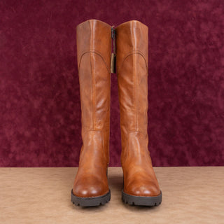 Born Women Gabriella Brown Leather Comfy Heel Riding Western Knee Boots sz 8.5
