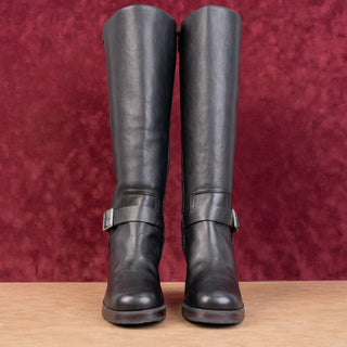 Korks Wmn Karelyn Distress Black Faux Leather Cottage Boho Block Heel Boots 9