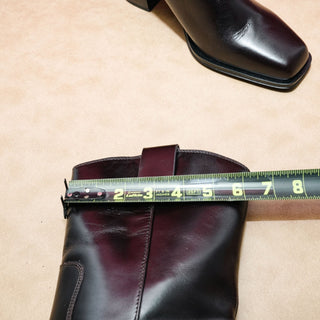 Franco Sarto Women Black Leather Western Square Toe Slip on Boots sz 10