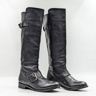 Dolce Vita Women Lucianna Black Leather Vintage Retro Riding Moto Knee Boots 8.5