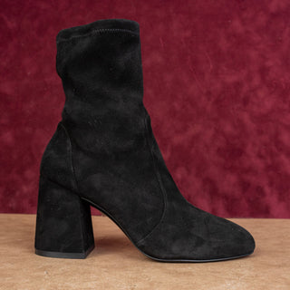Stuart Weitzman Women Yulian Black Suede Fashion Dress Heel Block Boots sz 7.5