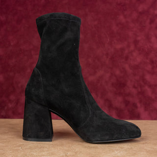 Stuart Weitzman Women Yulian Black Suede Fashion Dress Heel Block Boots sz 7.5
