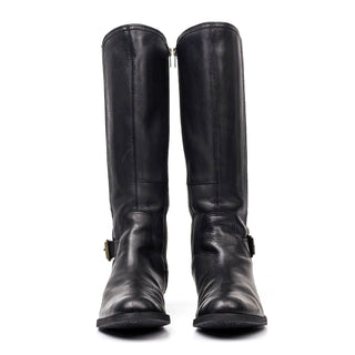 Timberland Women HIll Black Leather Elastic Buckle Riding Knee Boots sz 8