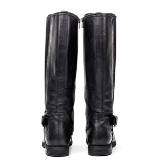 Timberland Women HIll Black Leather Elastic Buckle Riding Knee Boots sz 8