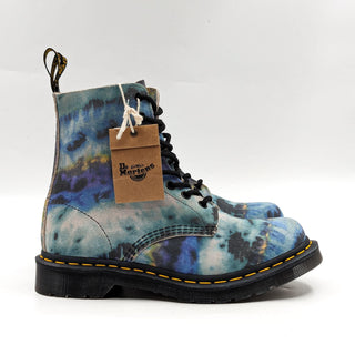 Dr Martens Women 1460 Tie Dye Blue Lace-up Leather Combat Boots size 7