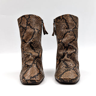 Free People Women Cybill Snake Print Leather Western Heeled Boots size 6US EUR36