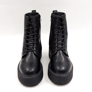 Steve Madden Basille Black Vegan Leather Platform Festival Combat Boots sz 11