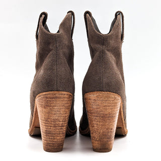 Joie Women Mont Western Cowboy Festival Taupe Suede Ankle Boots size 8.5US EUR39