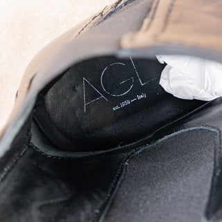 AGL Women Black Leather Slip-on Wedge Fashion Ankle Boots sz 10.5US EUR41