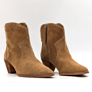 Vince Camuto Women Salintino Sand Suede Cowboy Western Ankle Boots sz 8.5