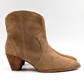 Vince Camuto Women Salintino Sand Suede Cowboy Western Ankle Boots sz 8.5