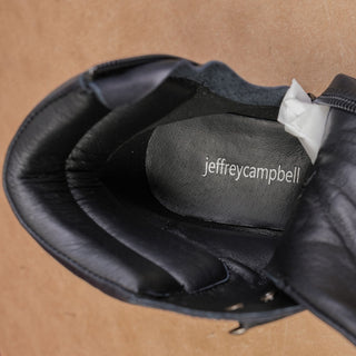 Jeffrey Campbell Wmn Hik Black Leather Festival Platform Combat Boots sz 7