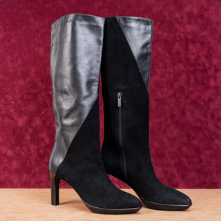 Aquatalia Women Rayne Black Dual Suede Leather Knee High Boots size 9.5M