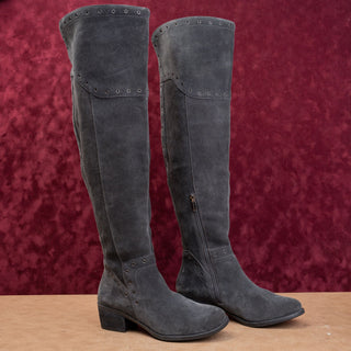 Vince Camuto Women Grey Suede Studded OTK Fashion Night Boots 7.5US EUR37.5