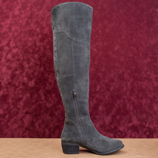 Vince Camuto Women Grey Suede Studded OTK Fashion Night Boots 7.5US EUR37.5