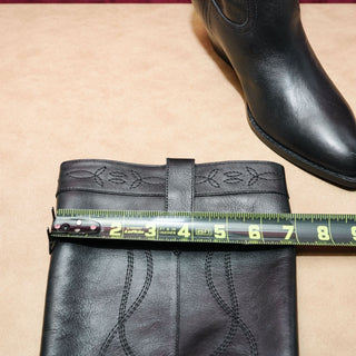 Marc Fisher Women Deania Western Cowboy Black Leather Tall Knee Boots sz 6.5