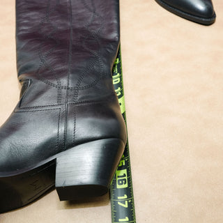 Marc Fisher Women Deania Western Cowboy Black Leather Tall Knee Boots sz 6.5