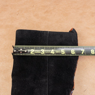 Farm Rio Women Festival Party Platform Black Fabric Retro Zip Knee Boots sz 8.5