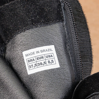 Farm Rio Women Festival Party Platform Black Fabric Retro Zip Knee Boots sz 8.5