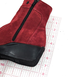 La Canadienne Women Tina Red Suede Wedge Ankle Zip Boots size 7