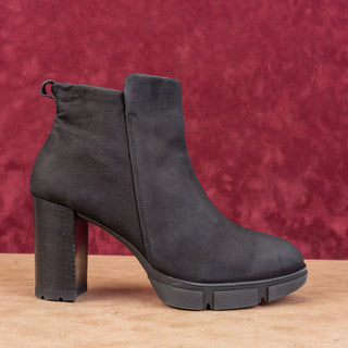 Paul Green Women Half Dressy Office Black Suede Heeled Ankle Boots 10US 7.5AUS