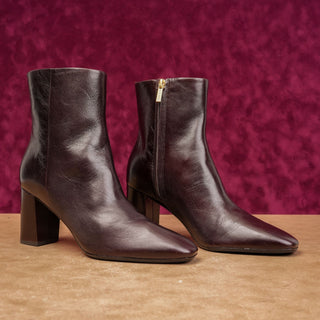 Veronica Beard Cera Ankle Boots Womens 9 Dark Brown Leather Office Zip Heel