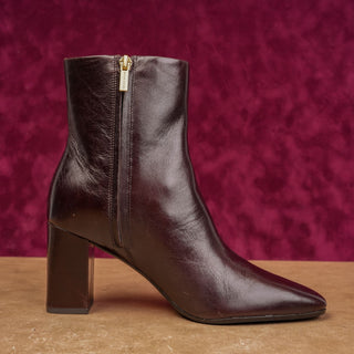 Veronica Beard Cera Ankle Boots Womens 9 Dark Brown Leather Office Zip Heel