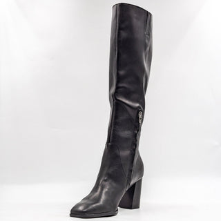 Dolce Vita Women Flin Black Leather Dress Office Square Toe Zip Knee Boots size 10