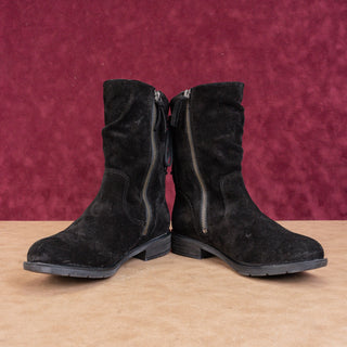 Sofft Women Sharnell Low Distress Black Suede Back Lace-up Mid Calf boots sz 7