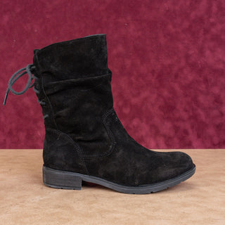 Sofft Women Sharnell Low Distress Black Suede Back Lace-up Mid Calf boots sz 7