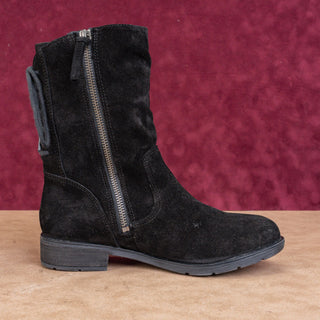 Sofft Women Sharnell Low Distress Black Suede Back Lace-up Mid Calf boots sz 7