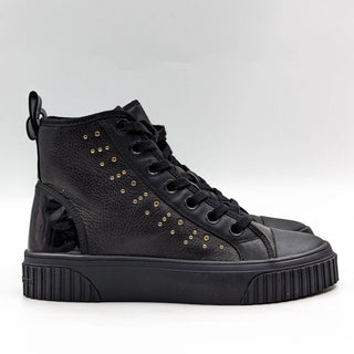 Michael Kors Gertie Studded High Top Black Leather Festival Sneakers US 5.5