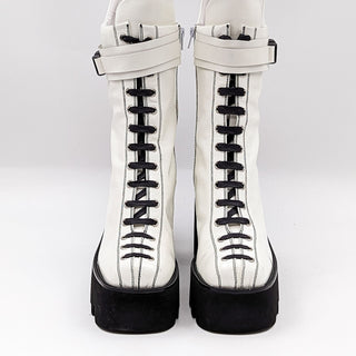 Jeffrey Campbell Women Viking Y2K 90s Retro White Platform Boots size 11