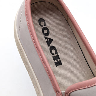 Coach Women Pink Cream Leather Slip on loafer shoes size 10