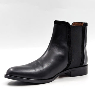 Aquatalia Women Black Leather Office Dressy Elastic Panel Ankle Boots size 7