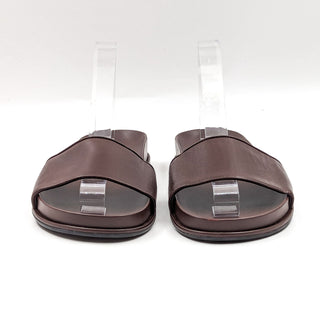 Frame Women Le Osborne Leather Dark Brown Slide Sandals size 8-8.5US EUR 38.5