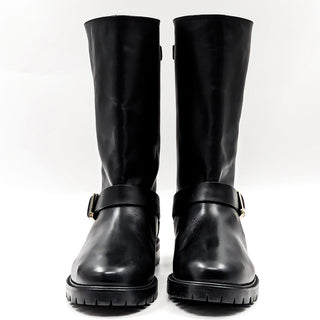 Lafayette 148 Women Jordan Black Leather Buckled Moto Biker Boots sz 9 US EUR 39