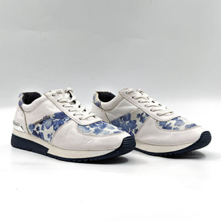 Michael Kors Women Allie Floral Trainer White Leather Summer Sneakers Shoes US 7.5