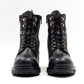 Nero Giardini Women Dual Zip Fine Italian Black Leather Combat Boots 9US EUR39